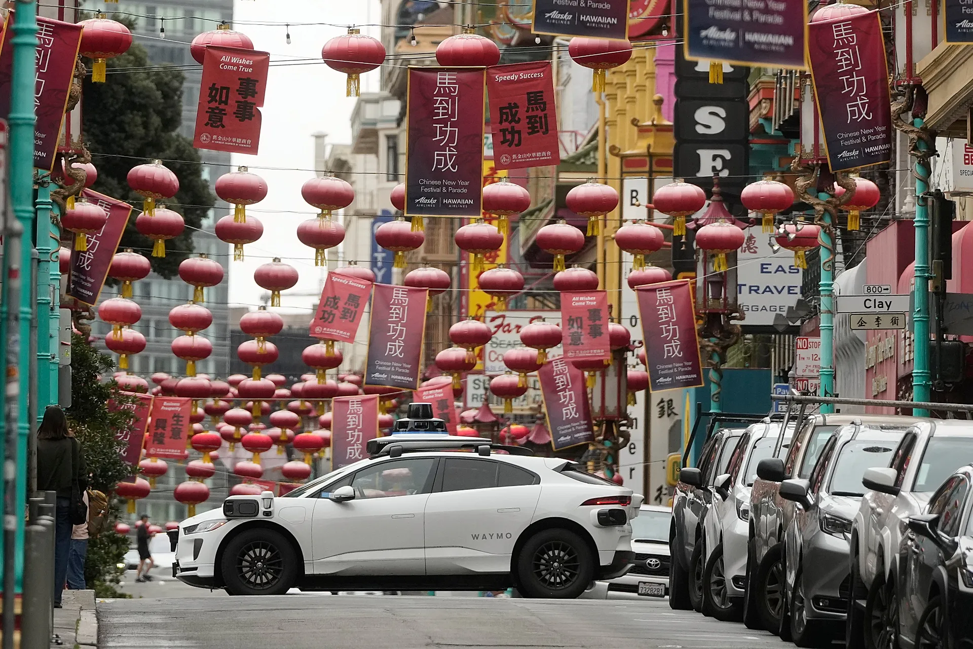 Autonomous Waymo car in Chinatown, San Francisco. 25 February 2026