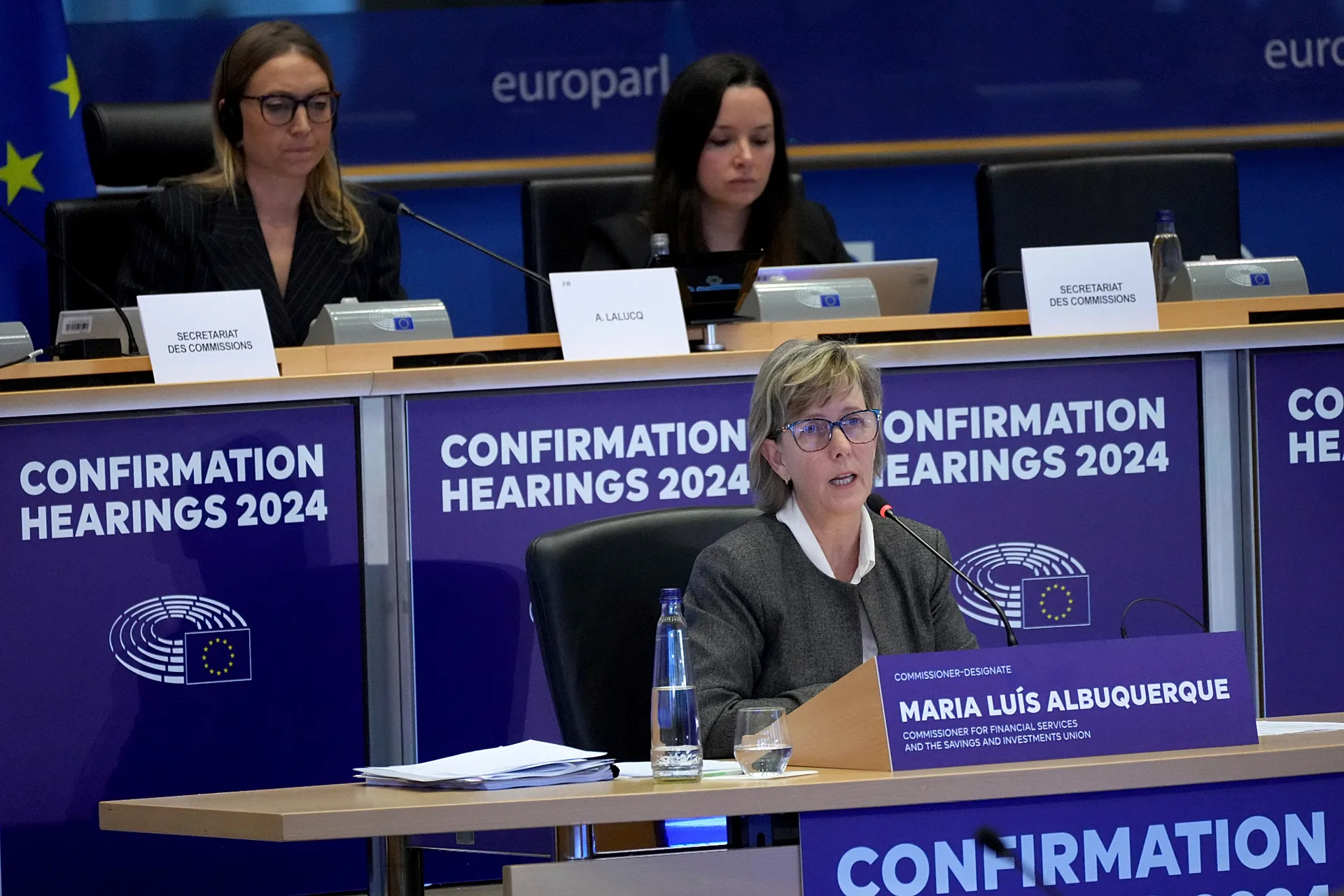 Commissioner Maria Luís Albuquerque during her confirmation hearing in the European Parliament in Brussels, 6 November 2024.